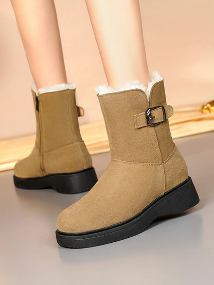 AIYUQI Snow Boots Female Genuine Leather 2025 New Wedge Anti-slip Women's Winter Shoes Boots Natural Wool Women Ankle Boots