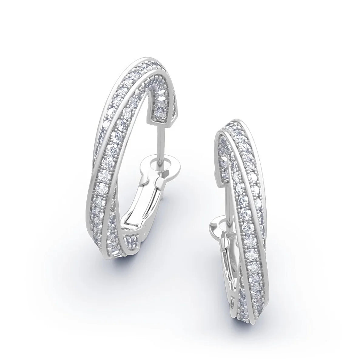 Damen-Hoop-Ohrringe mit Moissanitsteinen, 7,5 ct Gesamt, Silber 925 Roségold plattiert, Luxuriöser Glanz