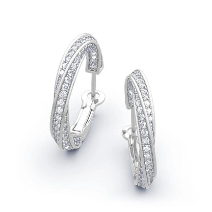 Damen-Hoop-Ohrringe mit Moissanitsteinen, 7,5 ct Gesamt, Silber 925 Roségold plattiert, Luxuriöser Glanz