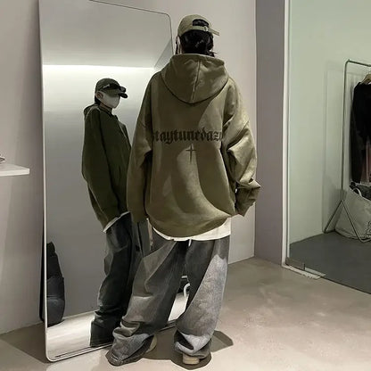 Lässiger Herren-Hoodie mit Rundhalsausschnitt und Vintage-Cartoon-Print – ideal für Herbst und Winter