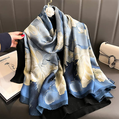 Damen Satin Seidenschal Hijab Sommer Sonnenschutz Strand Kopftuch Foulard
