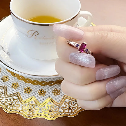Damen-Ring Baguette-Schliff Roségold trendig aus Sterlingsilber