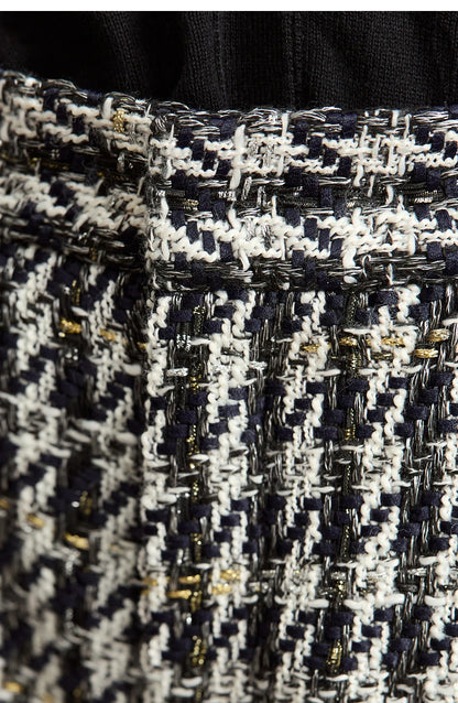 Damen Shorts im Retro-Stil mit kariertem Patchwork und Taschen