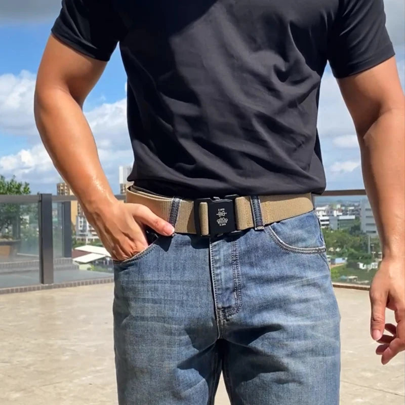 Herren-Gürtel Elastisch mit Aluminium-Schnalle 5 cm Breit Militärisch-Taktischer Stil