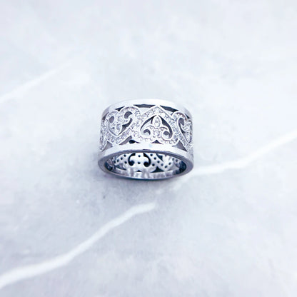 Damen-Bandring Arabesque Herzen vergoldet aus Sterlingsilber