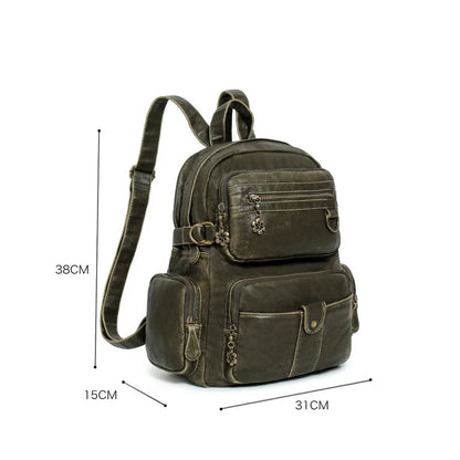 Damen-Schulrucksack Großes Fassungsvermögen 20-35 Liter Mit Gepolstertem Rücken Vintage Schwarz