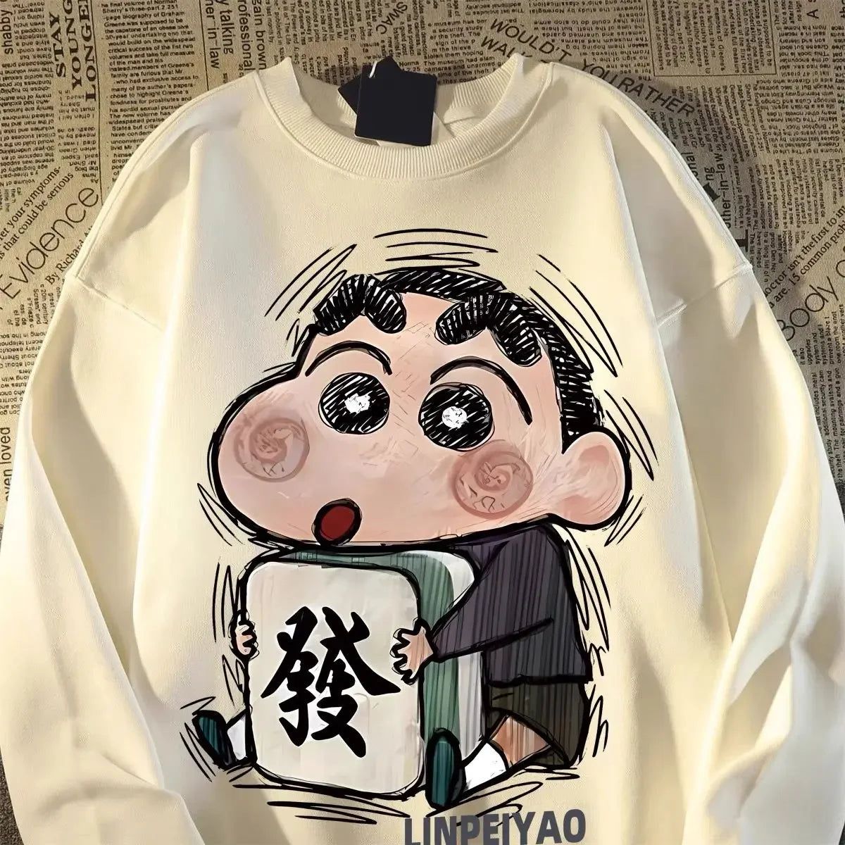 Langarmshirt im amerikanischen Vintage-Stil aus reiner Baumwolle mit O-Ausschnitt und Cartoon-Design – lässig und trendig für die Straße