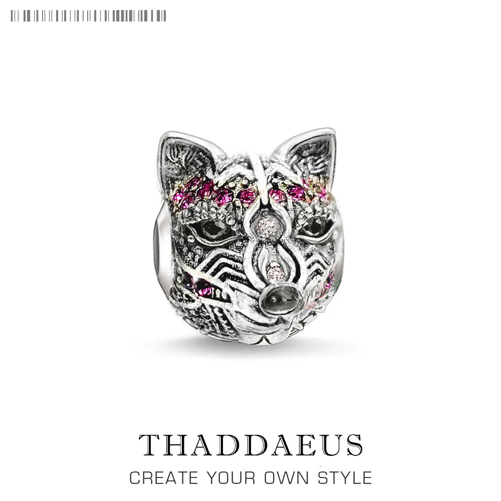 Damen-Charm-Anhänger Fuchs Karma Perlen Vintage aus Sterlingsilber