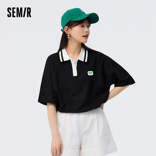 Semir Polo Shirt Frauen kurz Sommer neue lose Taille weiches bequemes T-Shirt