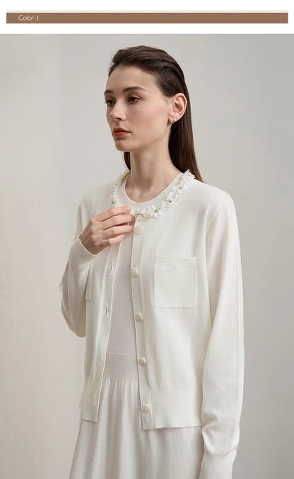 Damen-Strickjacke ärmellos lang Rundhals einfarbig elegant Herbst