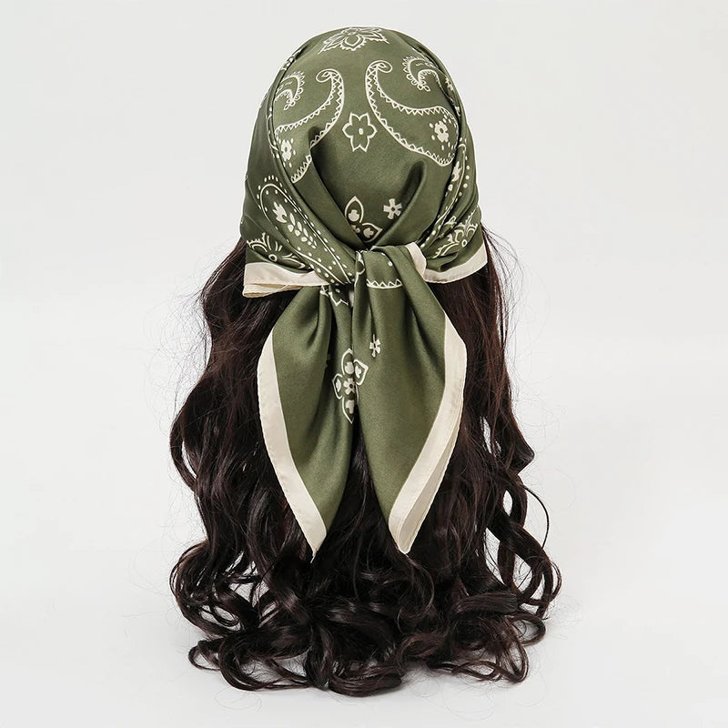 Damen Seidenschal 70cm quadratisch Frühling Halstuch Krawatte Hijab Haarband Bandana