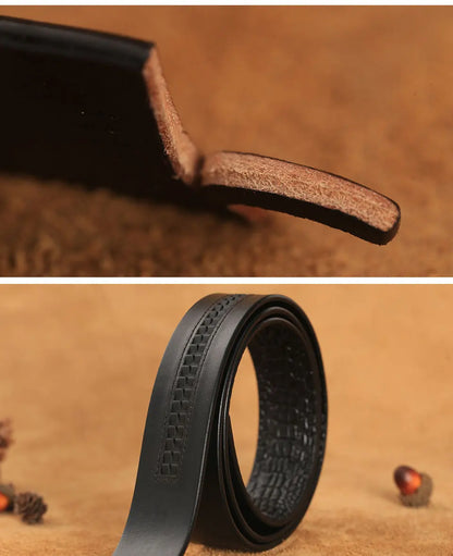 Herren Echtleder-Gürtel Krokodilmuster 3,5 cm Automatik-Schnalle Luxus Rindsleder