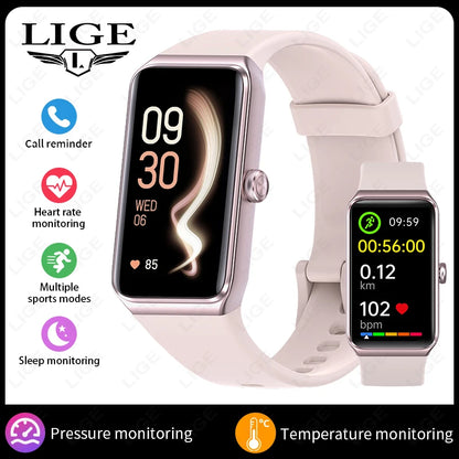 LIGE 1,47-Zoll-HD-Bildschirm-Smartwatch für Männer und Frauen, wasserdicht, Fitness, Sportarmband, Herzfrequenz-Thermometer, Smartwatch, 2025, Neu