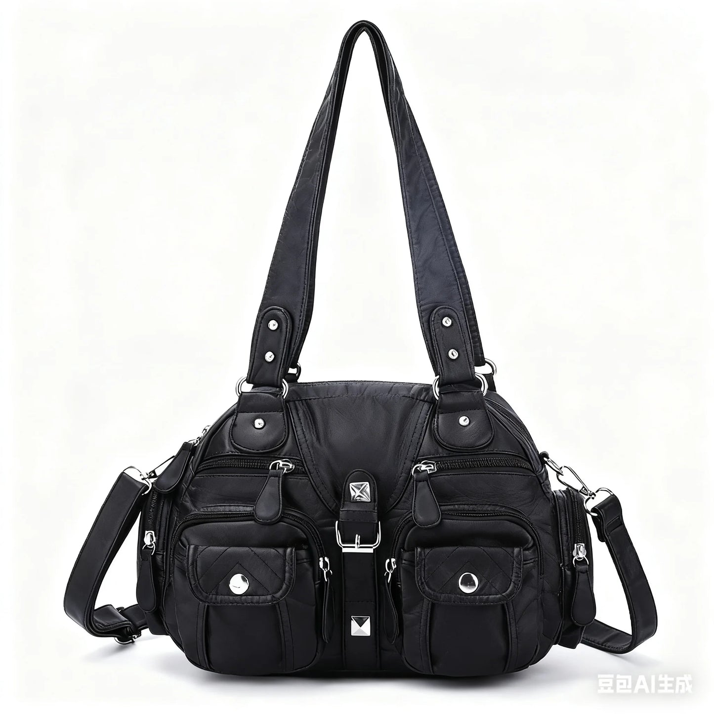 Damen-Satchel-Tasche aus PU-Leder mit Mehrfach-Innenfächern geeignet für Alltag und Freizeit