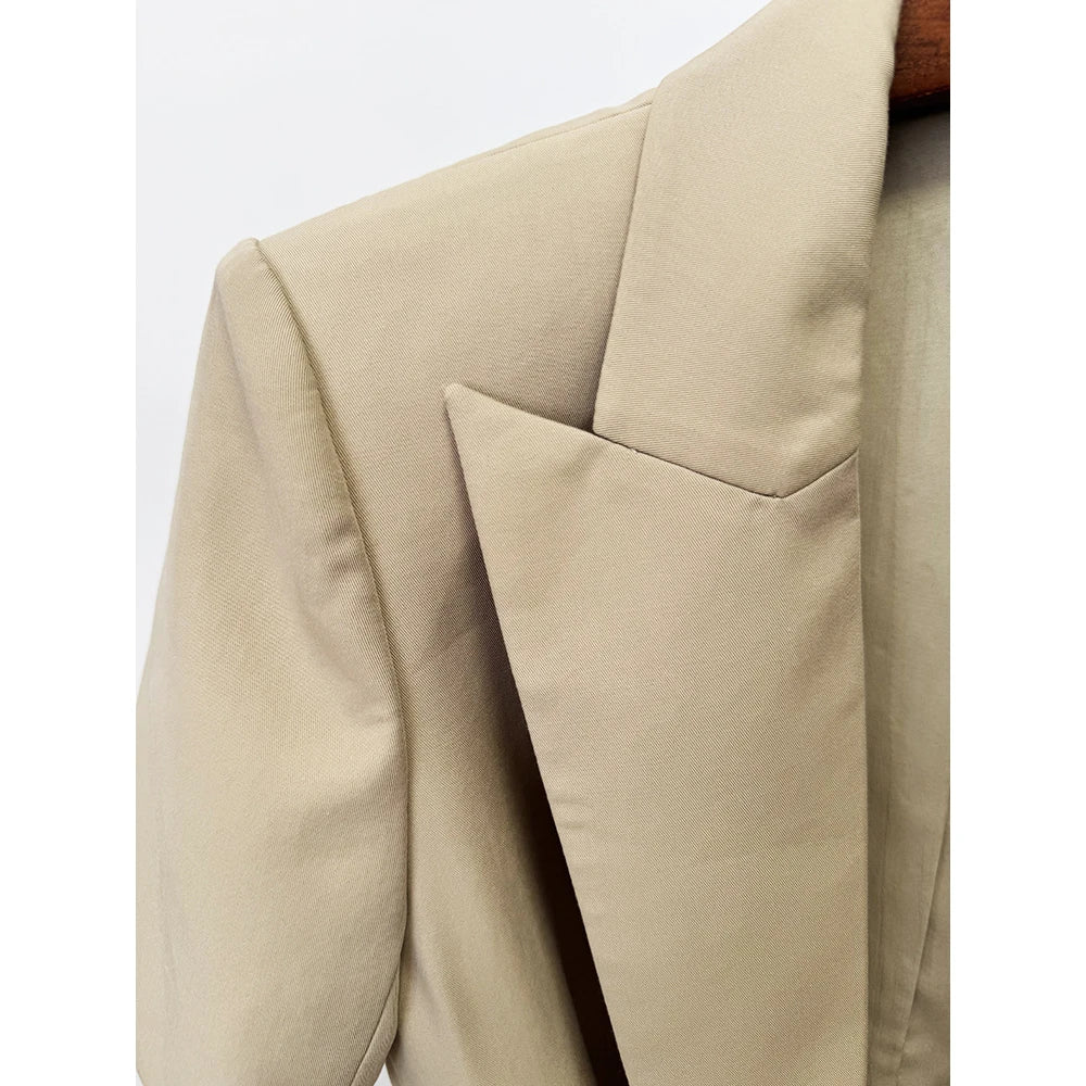 Damen-Blazer Kurzarm Gürtel lässig V-Ausschnitt Einknopf