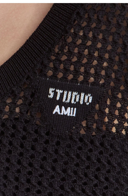 Damen V-Ausschnitt Pullover Viskose ärmellos Lochmuster Sommer