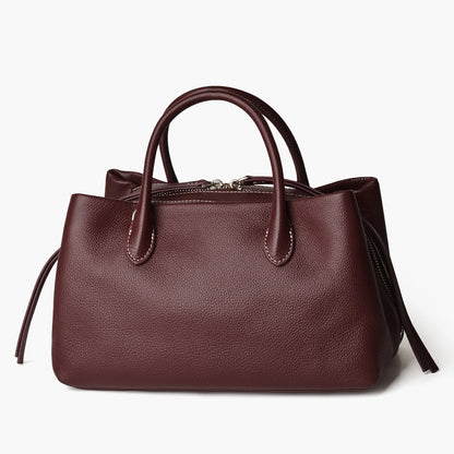 Echtes Rindsleder Damen-Handtasche | Mehrfach-Fächer Top-Handle