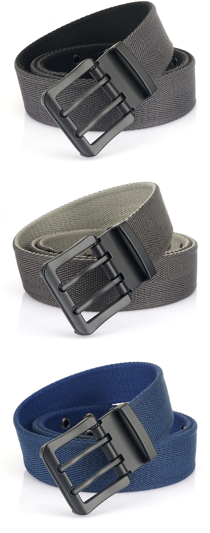 VATLY Vintage Wendegürtel Herren Canvas 38mm Doppelnadel-Schnalle Arbeit
