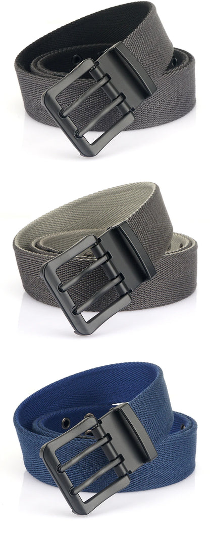 VATLY Vintage Wendegürtel Herren Canvas 38mm Doppelnadel-Schnalle Arbeit
