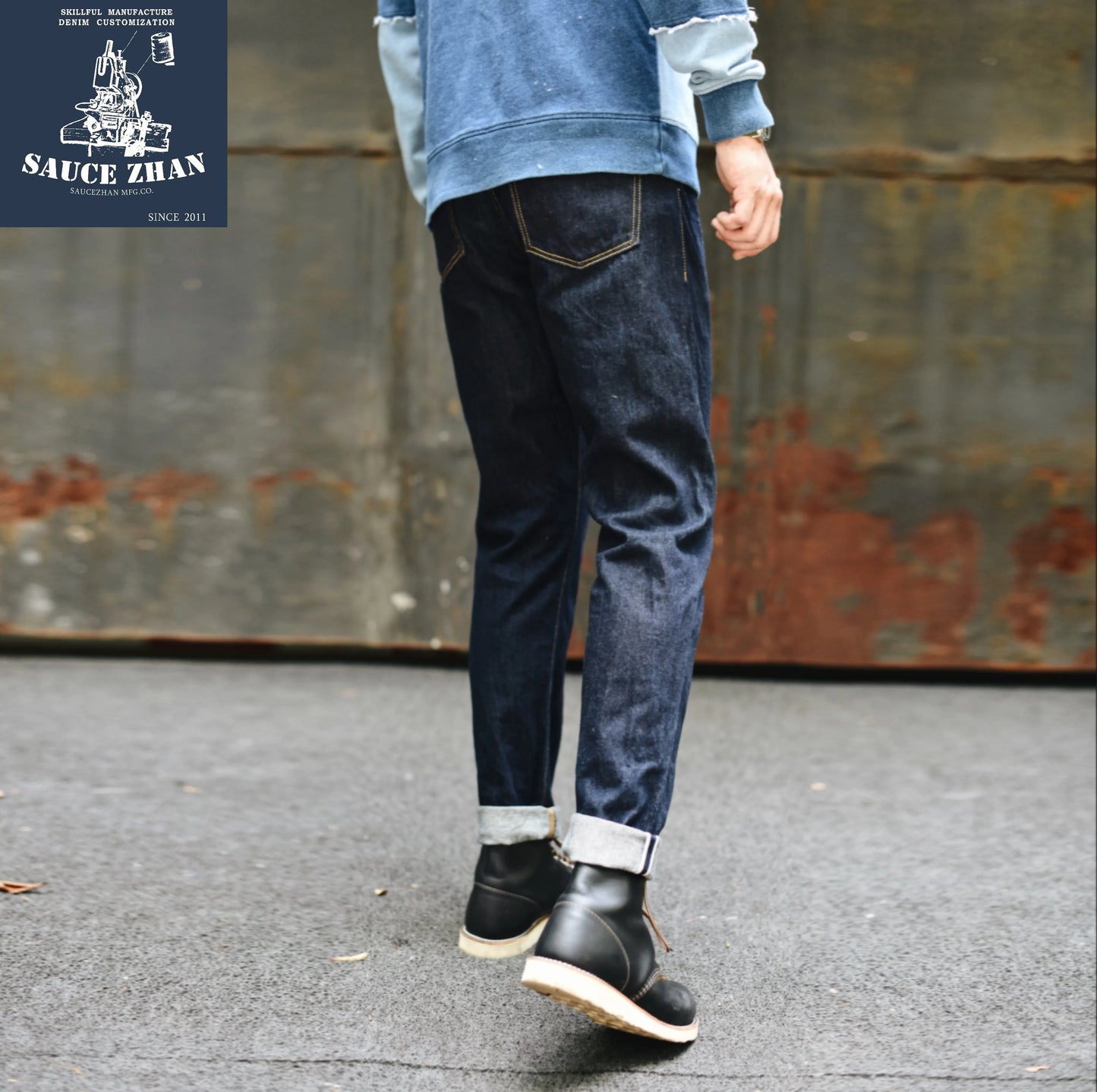 Herren Jeans aus Selvedge-Denim im Slim Fit mit Reißverschluss