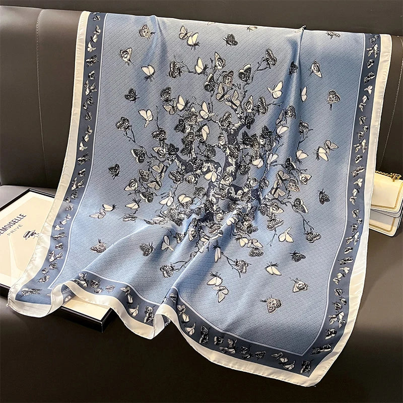 Damen Satin Seidenschal Hijab Sommer Sonnenschutz Strand Kopftuch Foulard