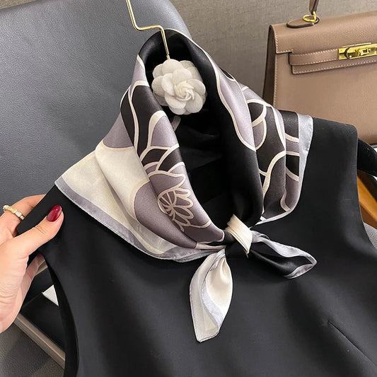 Damen Seidenschal quadratisch Blumenprint Haarband Hijab Bandana Stirnband B