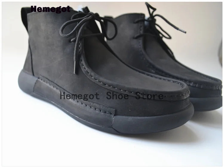 Winter Sheepskin Fur Men's Shoes Genuine Leather Warm Anti-Slip High-Top Men Shoes Handmade Men Snow Boots Newest Warm Boots