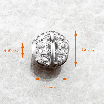 Damen-Charm-Anhänger Perlen Blätter romantisch Karma aus Sterlingsilber
