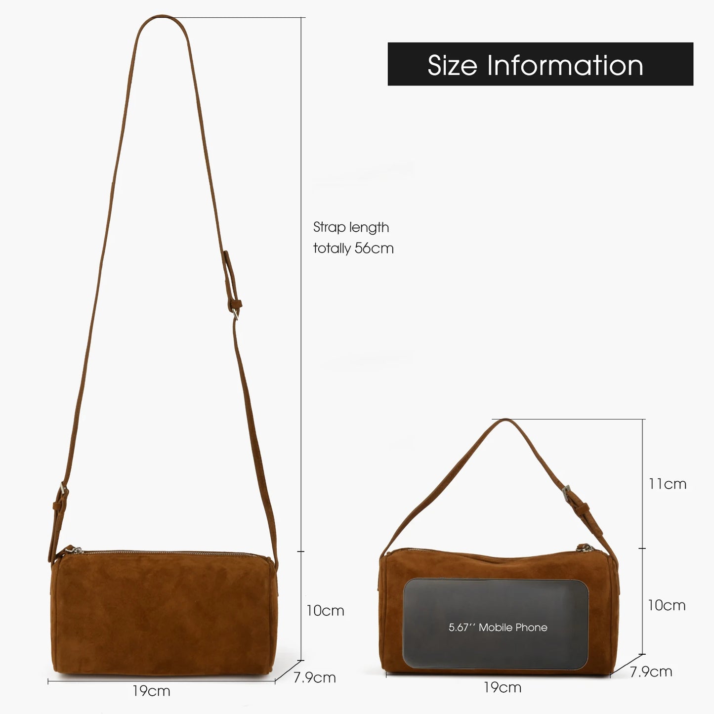 Mini-Veloursleder-Handtasche | Alltagsbegleiter