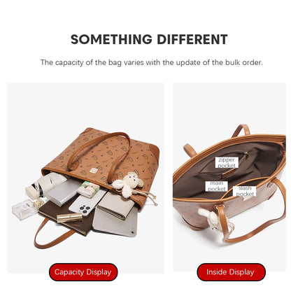 Damen Schultertasche Aus PU-Leder Mit Großer Kapazität Und Alltagslook