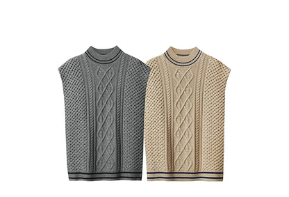 Damen-Halbrollkragen-Pullover ärmellos Weste Wolle-Mix Herbst
