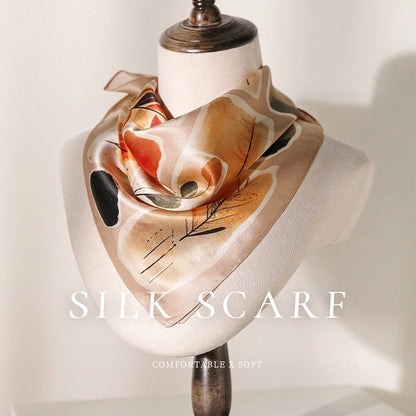 Damen Seidenschal 53cm quadratisch Blumenprint Luxus Hijab Bandana K