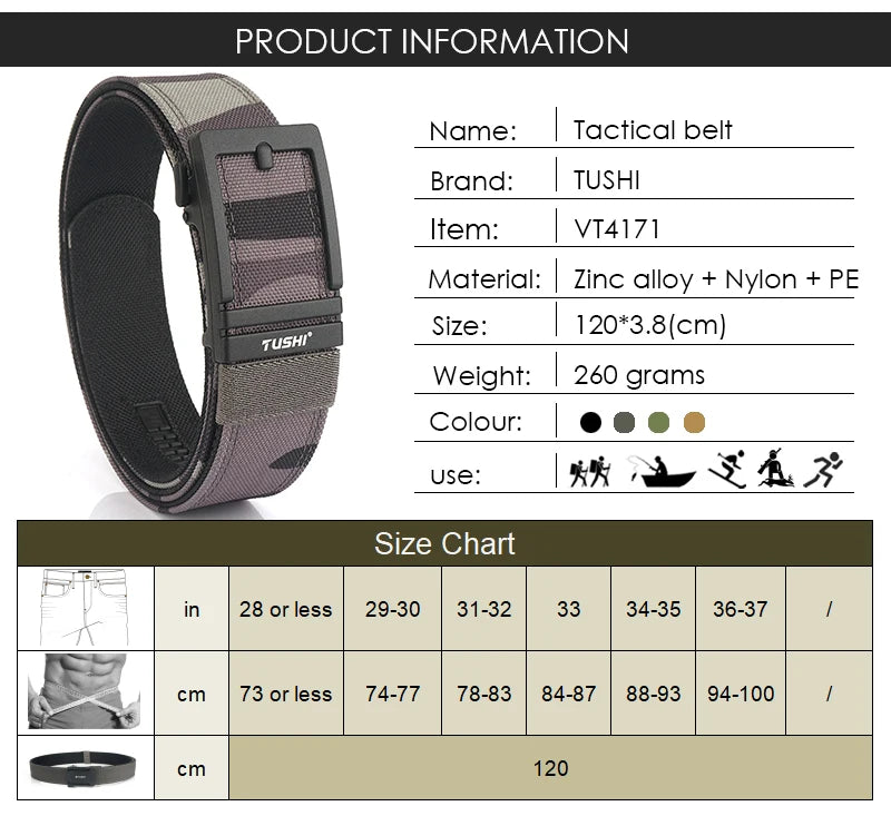 Unisex-Taktischer Gürtel aus 1100D Nylon mit Zinklegierung-Schnalle und Schnellverschluss 3,8 cm Breite
