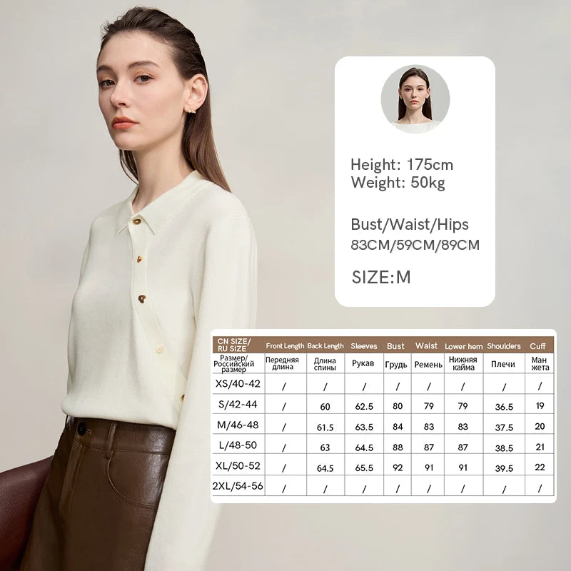 Damen-Strickpullover in Beige mit V-Kragen und Knopfleiste, lange Ärmel am Modell