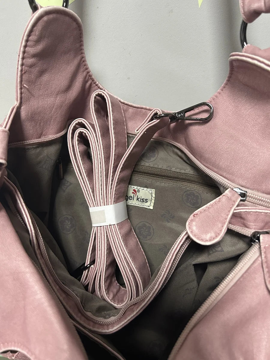 Damen-Schultertasche Mit Mehrfachen Fächern Aus PU Leder Im Vintage-Look Für Alltag