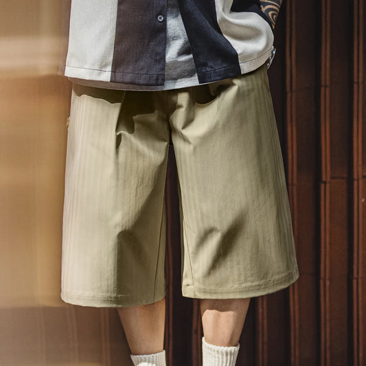 Herren Shorts im Vintage-Stil mit breitem Bein und elastischer Taille