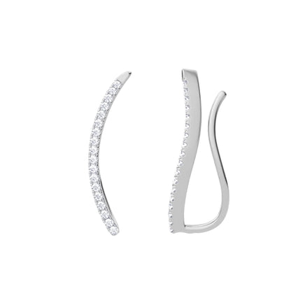 Damen-Moissanit-Blatt-Kletterohrringe aus 925er Silber, Zertifiziertes Schmuckstück für Hochzeit
