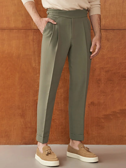 Herren anzüge Hose hohe Taille Freizeit neunte Hose Armee grün braun Khaki Italien Casual Style Hose plus Größe 40 Frühling Herbst