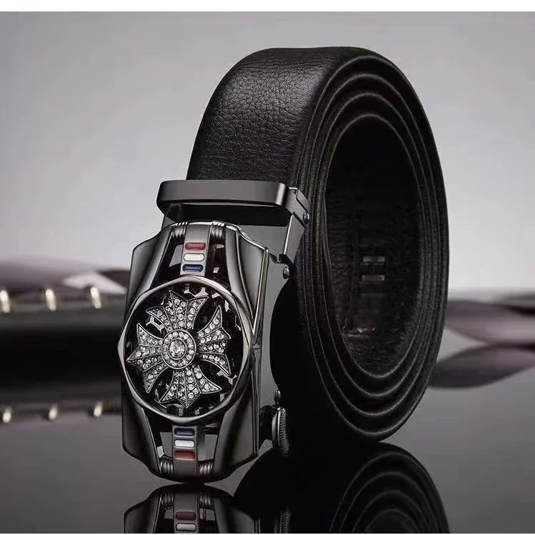Herren Ledergürtel Business Casual 3,5 cm Automatik-Schnalle PU Geschenk