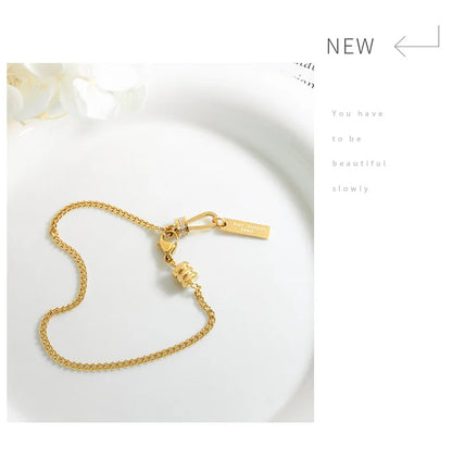 Damen-Gliederarmband mit Zirkonia-Fassung aus Edelstahl