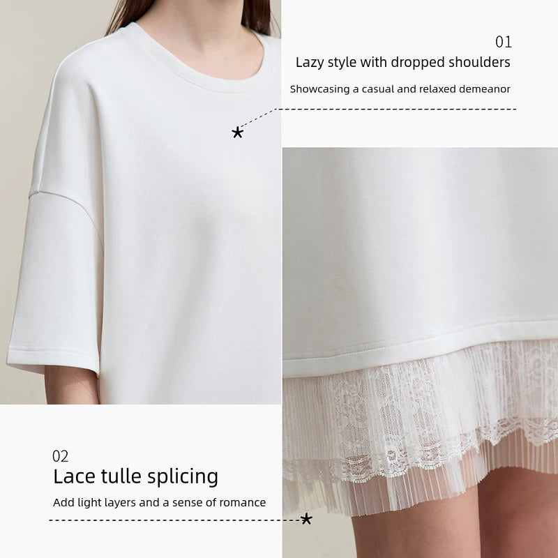 Elegant Damen Midi Kleid Aus Baumwolle Mit Spitze Und Schultereinschnitt