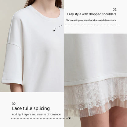 Elegant Damen Midi Kleid Aus Baumwolle Mit Spitze Und Schultereinschnitt