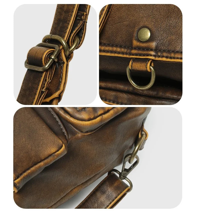 Damen-Schultertasche aus PU Großes Fassungsvermögen mit Innenfächern Vintage-Look Schwarz