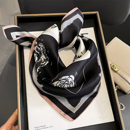 Damen Seidenschal Twill Floral Hijab Luxus Kopftuch Bandana Stirnband quadratisch
