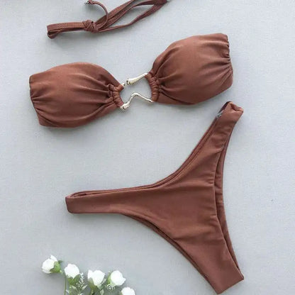 Gestreiftes, sexy Bikini-Set mit Push-up-Effekt – ideal für Strand und Pool