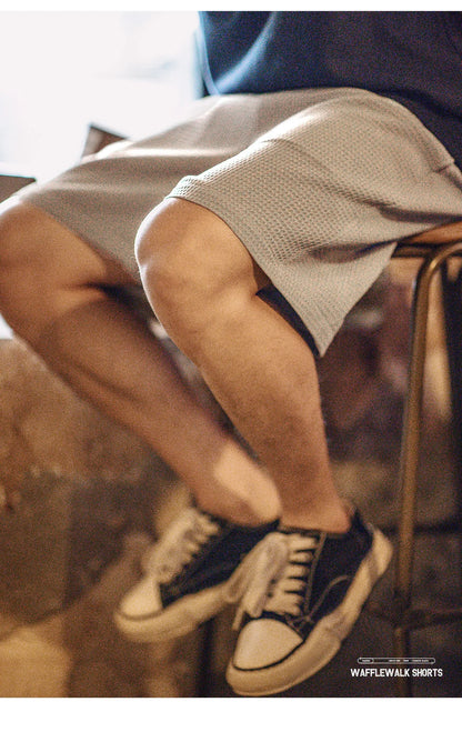 Herren Basketball-Shorts aus Waffelstoff mit elastischer Taille für den Sommer