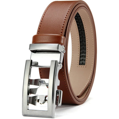 Herren Echtleder-Gürtel Hohles Muster Automatik-Schnalle Unisex 3,5 cm
