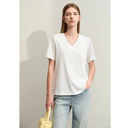 Damen Kurzarm-T-Shirts mit V-Ausschnitt und Sonnenschutz für kühles Gefühl