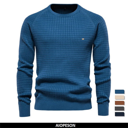 Männer Pullover aus 100 Prozent Baumwolle in solider Farbe für Herbst und Winter