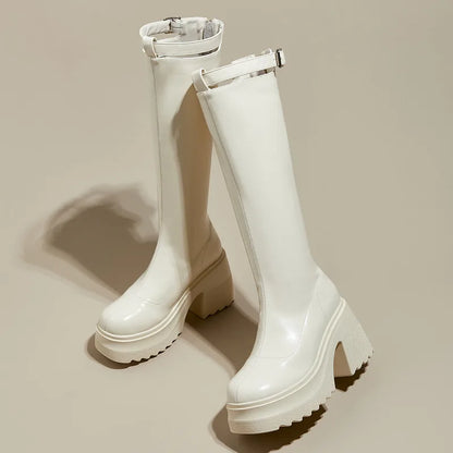 Damen Reiterstiefel im Römischen Stil mit 10 cm hoher Ferse